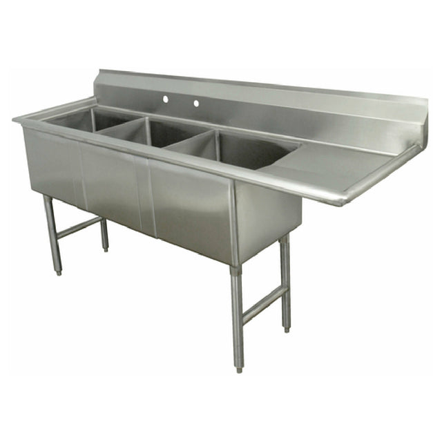 Advance Tabco FC-3-1620-18R-X Special Value Fabricated Sink 3-compartment 18" Right Drainboard