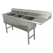 Advance Tabco FC-3-2430-30R Fabricated Sink 3-compartment 30" Right Drainboard