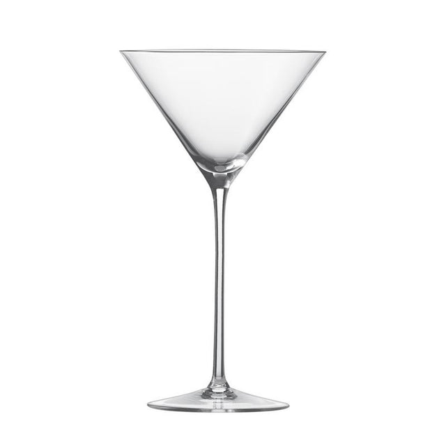 A clear, empty Handmade Enoteca Martini glass with a wide, triangular bowl, a long slender stem, and a flat circular base, crafted from break-resistant Tritan crystal glass and photographed against a white background.