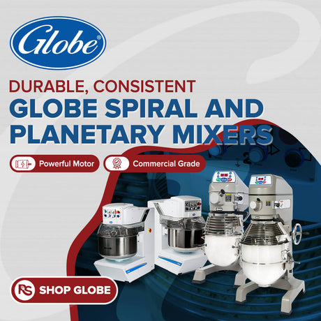 Globe commercial spiral and planetary mixers for bakeries and professional kitchens
