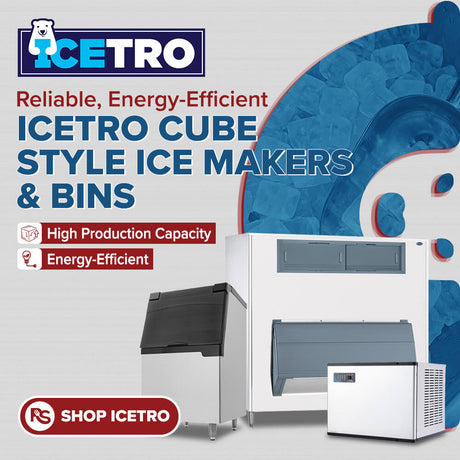 Icetro cube style ice makers and ice bins offering high production capacity and energy-efficient operation