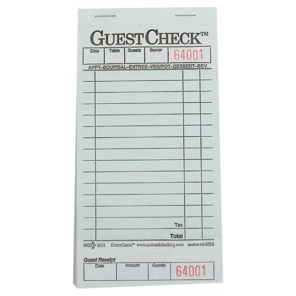 NatlChec G3632 - Guest Check, Board Paper, 1-part