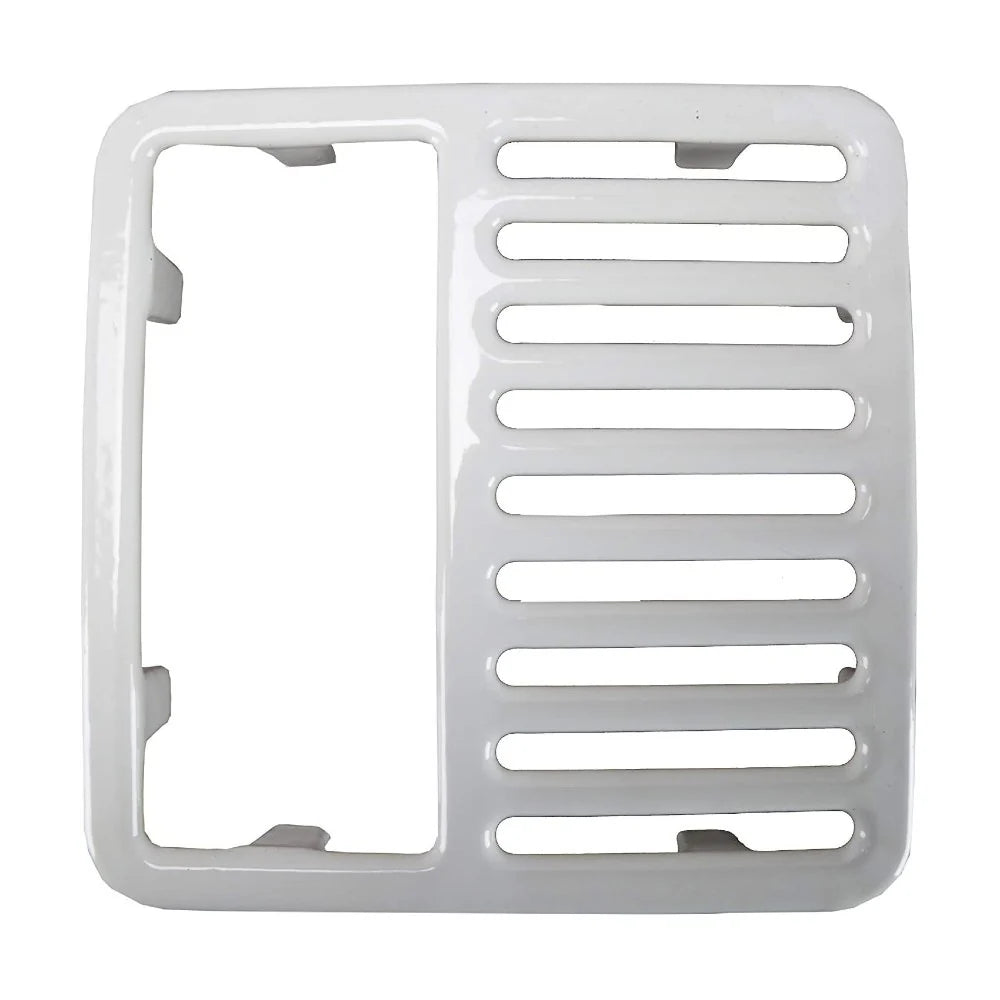 A white plastic GSW USA Top Grate vent cover, 1/2 full size, features an open section on the left and eight evenly spaced horizontal slats on the right, set against a plain white background.