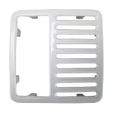 A white plastic GSW USA Top Grate vent cover, 1/2 full size, features an open section on the left and eight evenly spaced horizontal slats on the right, set against a plain white background.