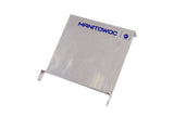 A rectangular, metallic External Scoop Holder Extension panel with two tabs at the bottom and a flange at the top. The word MANITOWOC and model K00482 are printed in blue near a circular logo. Surface shows visible scratches and scuffs.