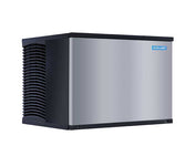 A rectangular, stainless steel air-cooled ice machine with black accents. The left side has a vented grille for airflow, and the right front displays a small blue KOOLAIRE logo. This Ice Kube Machine produces clear half-dice ice cubes.