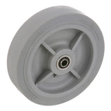 A gray plastic caster wheel with a Delrin bearing, four internal spokes, and wheel diameter 8". Labeled Colson, PERFORMA, Made in USA, and 8 x 2 around the rim. Compatible with Lakeside 9044 carts. The surface is slightly textured and appears new.