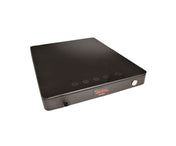 A black, rectangular low profile induction cooktop with a smooth, glossy surface. Four circular touch control icons are on the front, alongside a power button. The Spring brand and model Z10 Ultra are labeled on this sleek countertop induction range.