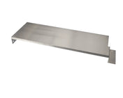 A rectangular, flat metal panel with a brushed finish, compatible with a Manitowoc S-Series ice machine. It features a perpendicular tab on the right and a left angled bracket with two holes, ideal as a Dispenser Baffle. Surface shows slight horizontal streak marks.