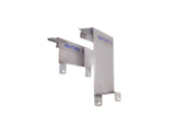 Two brushed metal brackets with MANITOWOC printed in blue are shown against a white background. Each External Scoop Holder Extension (K00482) features mounting holes and angular designs, ideal for supporting or attaching components.