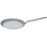Top-down view of 7-7/8 inch French-made Matfer Bourgeat crepe pan, perfect for professional kitchens