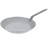 Matfer Bourgeat 12-5/8 inch black steel frying pan with riveted steel handle, ideal for commercial kitchen cooking