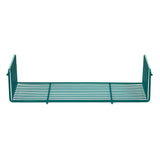 A minimalist, teal SmartWall Light-Duty Grid Shelf with horizontal bars and Metroseal 3 finish features Microban antimicrobial protection. Designed for wall mounting, it suits modern interiors and is ideal for holding everyday items.
