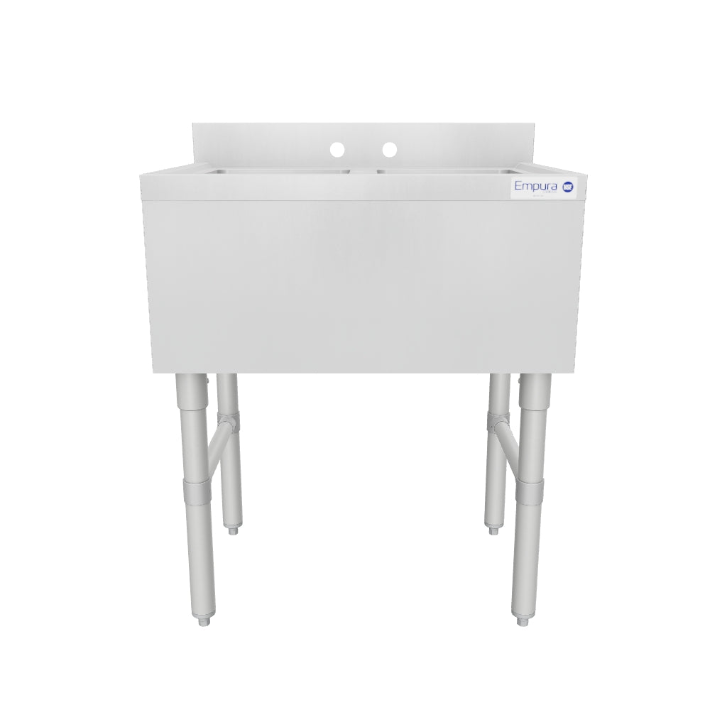 Empura Stainless EB2B101410 26 Inch Two Bowl Underbar Sink 18 Gauge with NSF