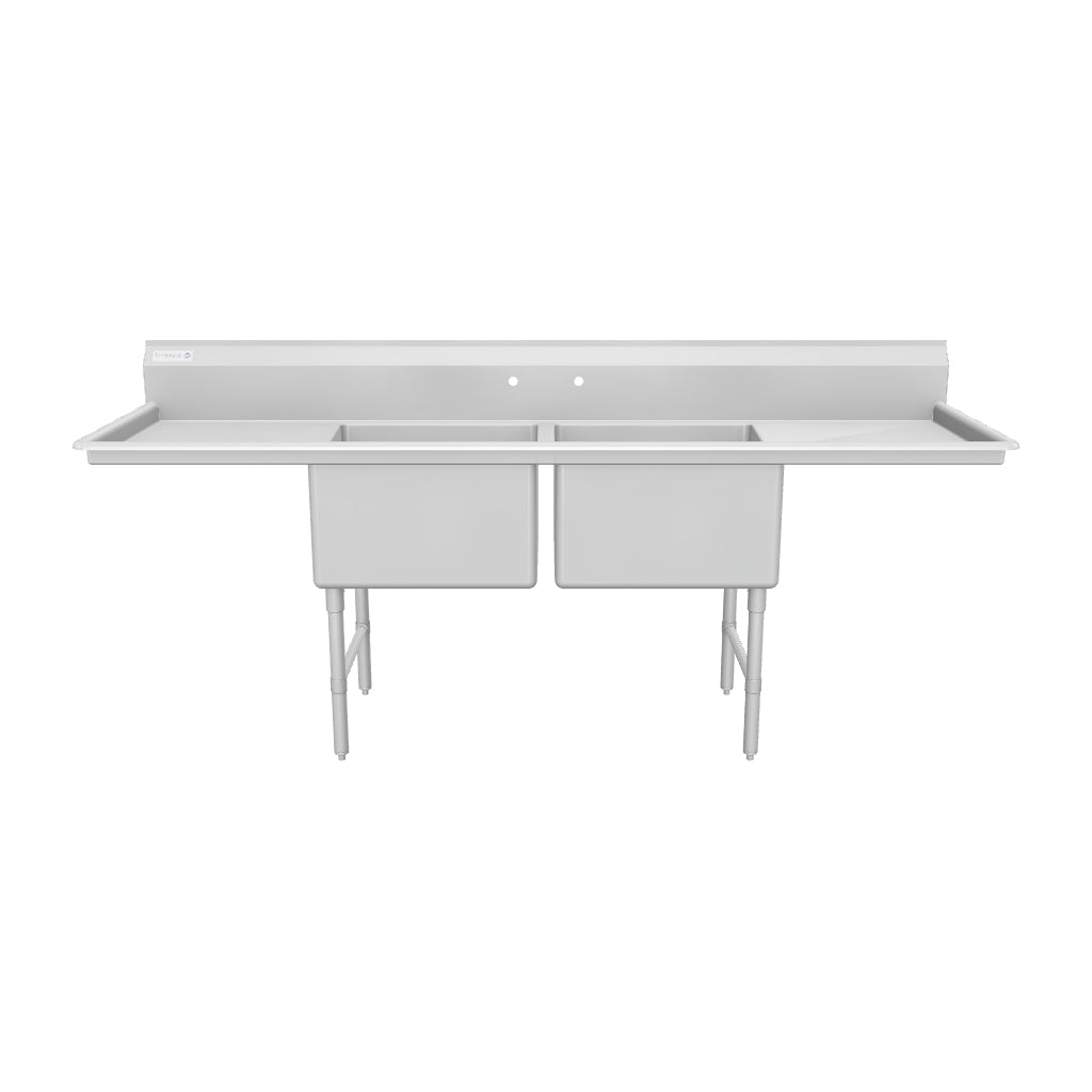 Empura Stainless EHD22424LR24 Sink 98 Inch with Two Bowls and Drainboards