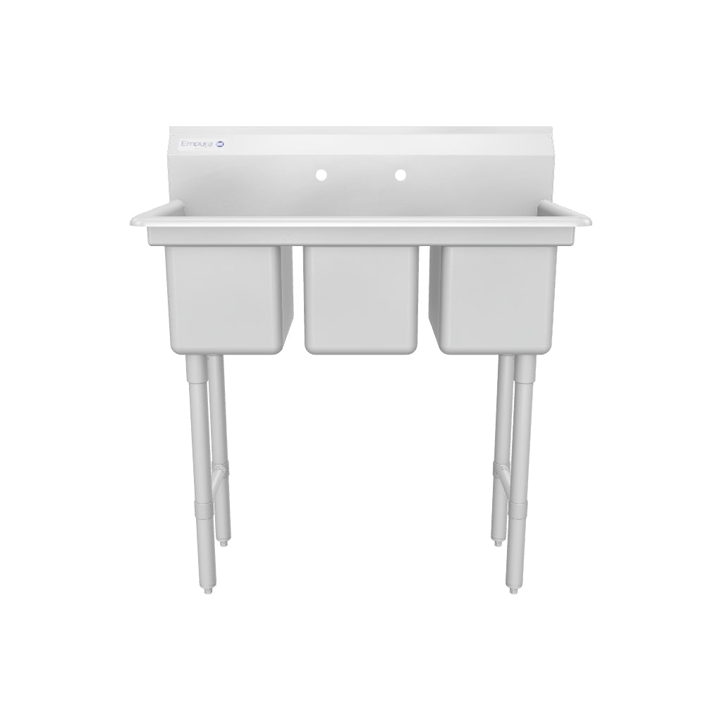 Empura EHD31014 39 Inch Sink Heavy Duty 16 Gauge 304 Stainless Steel with 3 Bowls