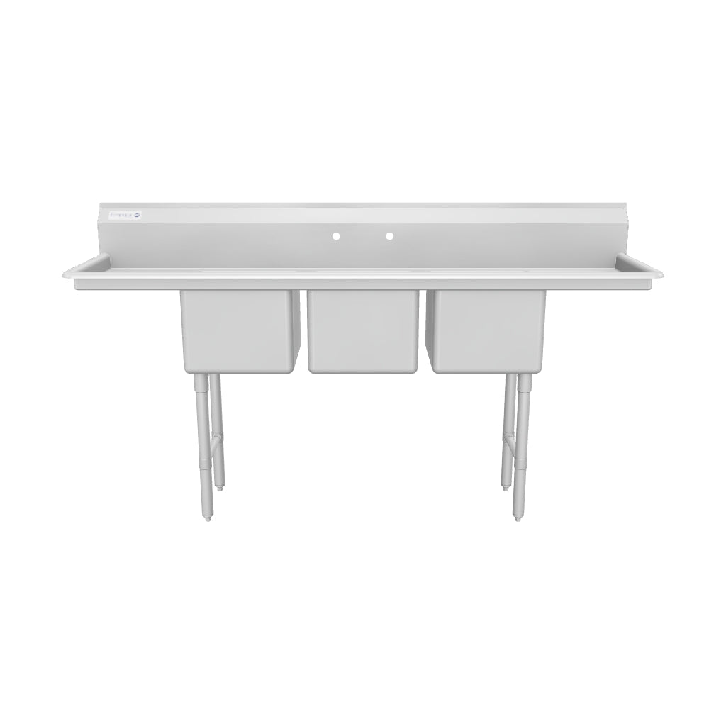 Empura Stainless EHD31515LR15 79 Inch Sink Heavy Duty Three Compartment