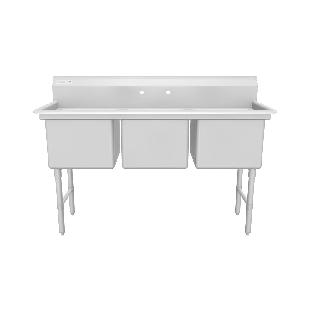 Empura EHD31818 63 Inch Three Compartment Heavy Duty Sink 16 Gauge Stainless Steel