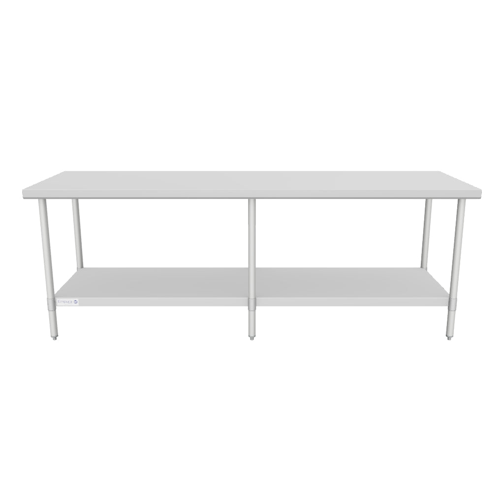 Empura EWT3096 96 Inch Work Table 18 Gauge Stainless Steel Top No Backsplash