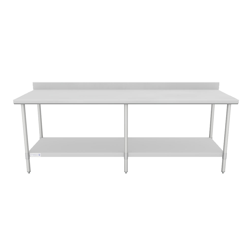 Empura Stainless WT4B3096 96 Inch Work Table 4 Inch Backsplash Galvanized Steel