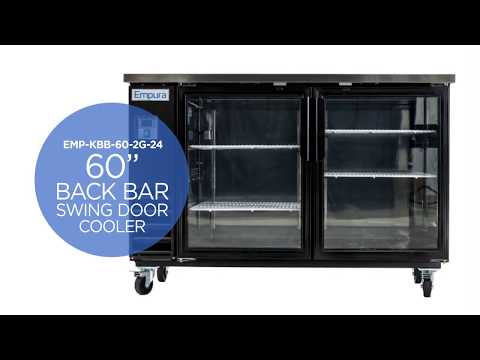 60 inch back bar swing door cooler video