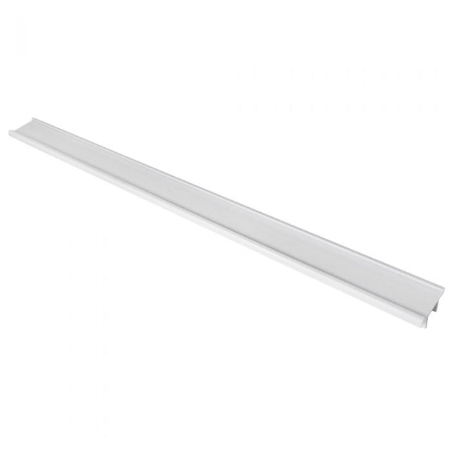 A long, narrow white price tag channel with slightly raised edges and a flat center, shown on a plain white background, positioned diagonally from bottom left to top right—ideal for Turbo Air TOM-36-DX displays.