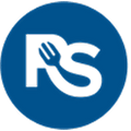 Blue circular logo with a stylized letter 'R' and 'S' inside, resembling a fork and knife for restaurantsupply.com