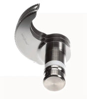 A close-up photo of a shiny, metallic Blade Assembly with a fine serrated edge and cylindrical base, set against a white background. The blade appears to be part of a BLIXER 10 food processor or chopper.