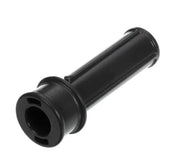 A black plastic Exactitube throttle tube with a cylindrical shape, open ends, and grooves along its length. The wider flange near one end indicates where it attaches to a CL 50 motorcycle handlebar for grip and throttle control. The background is plain white.