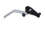 A close-up of a black and gray plastic Scrapper Arm lever with an angled handle and a mounting hole at one end, set against a plain white background. The lever, model R5VV, appears to be a replacement part for household appliance or machinery.