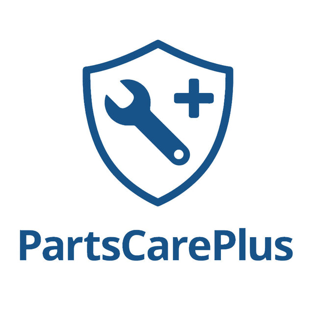 A blue shield outline contains a wrench and plus sign, symbolizing PartsCare+ subscription benefits. Below the shield, “PartsCarePlus” appears in bold blue font, representing maintenance or OEM part replacement protection for your parts.