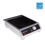 A single-burner MAX commercial induction cooker with a black glass surface, silver metal body, control knob, and LED indicators. The ENERGY STAR logo appears in the top right corner. This countertop range is shown on a plain white background.