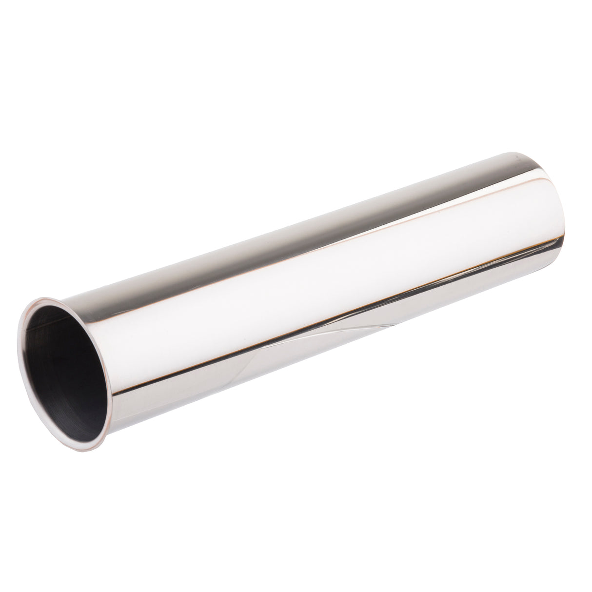 A shiny, cylindrical metal tube with a reflective surface is shown against a white background. Ideal as a Replacement Ice Core for TableCraft beverage dispensers, one end is open and slightly flared; the other is evenly cut. The tube sits diagonally in view.