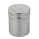 A stainless steel coffee shaker labeled “Cinnamon” on the lid, with small holes for dispensing and a cylindrical, shiny body—perfect for adding a touch of spice to your gourmet coffee. The container is displayed against a white background.
