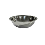 A shiny 8 qt stainless steel mixing bowl with a wide rim and smooth, reflective surface is shown against a plain white background. The bowl is empty and features a simple, modern design.