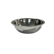 A shiny 8 qt stainless steel mixing bowl with a wide rim and smooth, reflective surface is shown against a plain white background. The bowl is empty and features a simple, modern design.