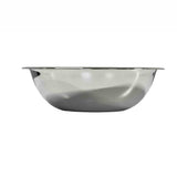 An 8 qt stainless steel mixing bowl is shown against a plain white background. The bowl is round with a gently flared rim and smooth, reflective surface. It appears clean and empty, positioned in profile view.