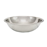 A shiny, empty 8 qt stainless steel mixing bowl with a wide, shallow shape and a reflective surface, shown against a plain white background.