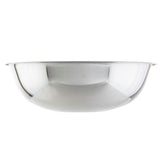A plain, shiny 20 qt stainless steel mixing bowl is shown against a white background. The bowl has smooth, curved sides and a wide rim, with a reflective surface that catches the light. The image is taken from the side, highlighting its depth.