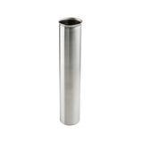 A tall, cylindrical, stainless steel beverage dispenser tube with an open top. Its smooth, polished surface reflects light as it stands upright on a plain white background, with no markings or additional features visible.