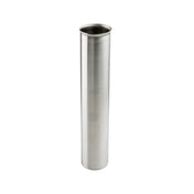 A tall, cylindrical, stainless steel beverage dispenser tube with an open top. Its smooth, polished surface reflects light as it stands upright on a plain white background, with no markings or additional features visible.