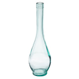 The Siena Bottle, crafted from green tint glass, features a wide, rounded base and a long, narrow neck. Its clear design stands against a plain white background, making it both stylish and dishwasher safe.