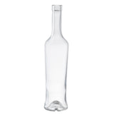 A tall, clear glass oil & vinegar bottle with a narrow neck and no cap. Its smooth, curved sides and slightly indented base make it ideal for tabletop use, while the design is simple and dishwasher safe for easy cleaning.