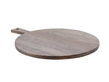 A round Ashwood paddle board with a handle and a small hole near the end. This TableCraft serving board features a smooth, light brown surface with visible wood grain patterns, photographed against a plain white background.
