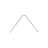 A thin, stainless steel wire is bent into a sharp, symmetrical V shape, forming an angle at the top center. Both ends of the wire are pointed outward against a plain white background.