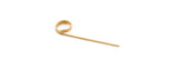 A single bamboo cocktail pick with one pointed end and a decorative spiral loop at the top, placed on a plain white background. This smooth, light-colored Card Holder Pick from TableCraft Products is perfect for serving appetizers or garnishes.