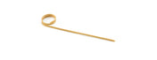 A single piece of uncooked mafaldine pasta is displayed on a white background, its wavy edges and loose loop resembling a delicate card holder pick from TableCraft’s bamboo collection.