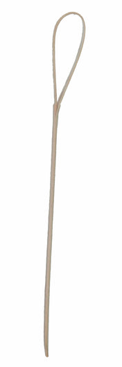 A single TableCraft Products bamboo pick with a light wood color, featuring a straight shaft and a decorative looped end pick, photographed on a white background.