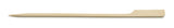 A flat, wooden cuticle pusher with a slightly rounded pointed end and a rectangular flat end. Similar to a TableCraft bamboo paddle pick, this 7 inch tool is light beige with visible wood grain, placed on a white background.
