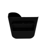 A black, rectangular container with a curved upper edge and open top, this TableCraft Replacement Side Caddy features a recessed front pocket and appears to be made of dishwasher safe plastic or rubber—ideal as an organizer or holder for small items. The background is white.